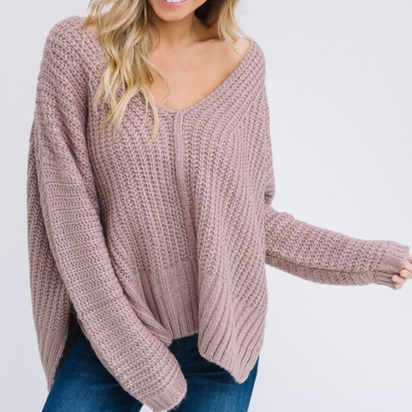 NWT Mocha V-Neck Sweater - Picture 5 of 8